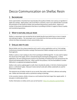 Decco Communication on Shellac Resin