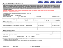 Report of Fetal Death Worksheet