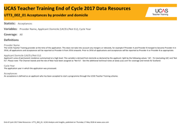 UCAS Teacher Training End of Cycle 2017 Data Resources UTT3 002 01 Acceptances by Provider and Domicile