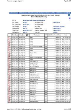 Page 1 of 3 Account Ledger Inquiry 26/10/2017