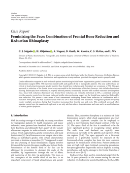 Case Report Feminizing the Face: Combination of Frontal Bone Reduction and Reduction Rhinoplasty