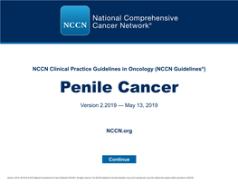 NCCN Guidelines for Penile Cancer from Version 1.2019 Include