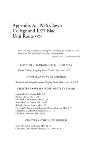 Appendix A: 1976 Clown College and 1977 Blue Unit Route
