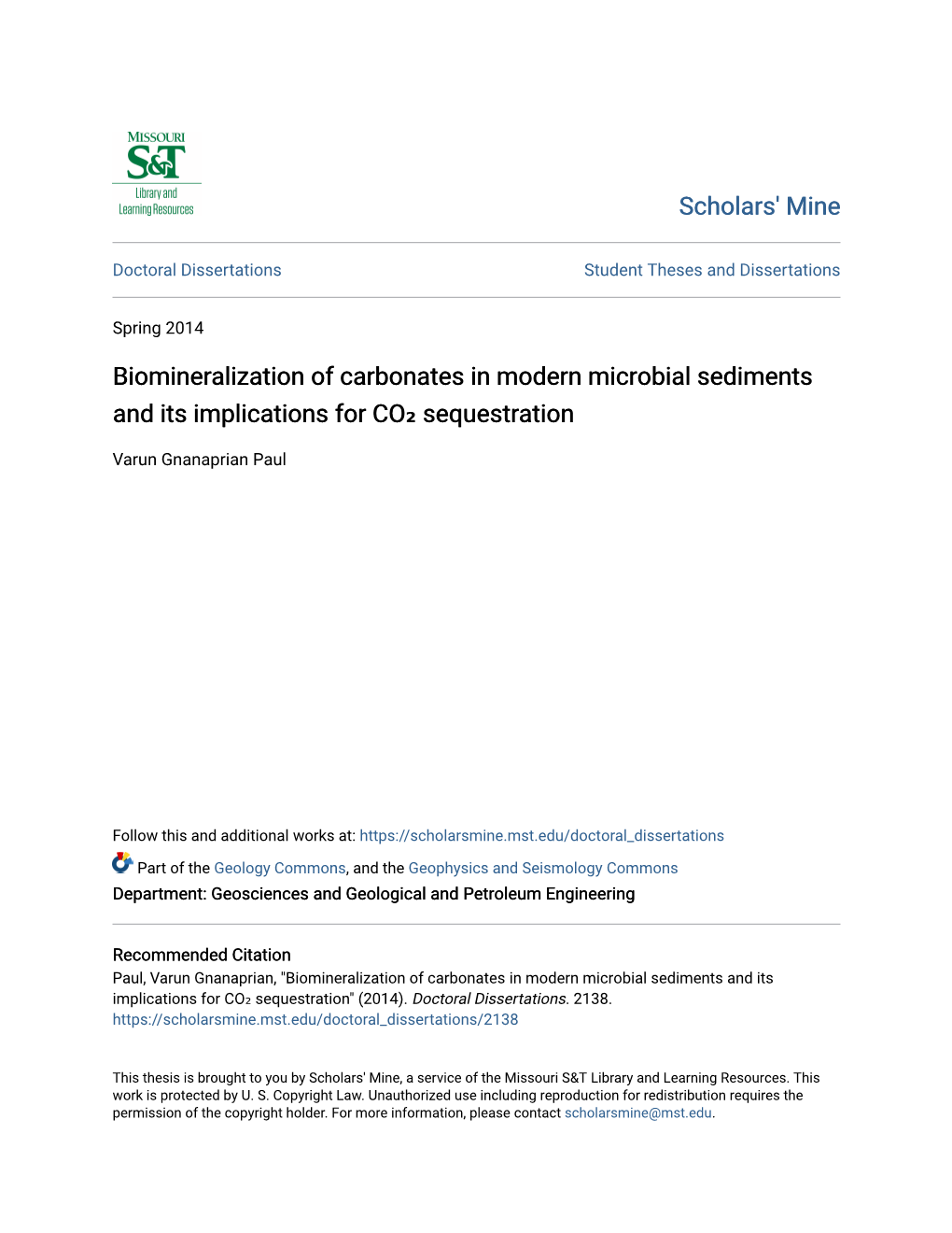 Biomineralization of Carbonates in Modern Microbial Sediments and Its Implications for CO₂ Sequestration