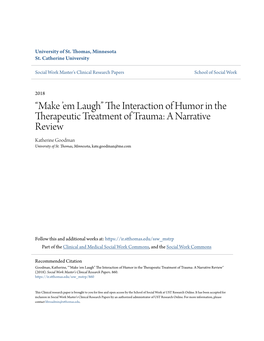 “Make 'Em Laugh” the Interaction of Humor in the Therapeutic Treatment of Trauma: a Narrative Review