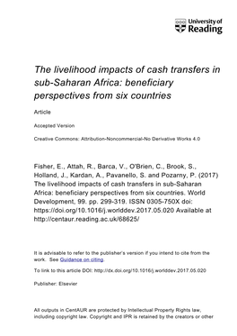 The Livelihood Impacts of Cash Transfers in Sub-Saharan Africa: Beneficiary Perspectives from Six Countries