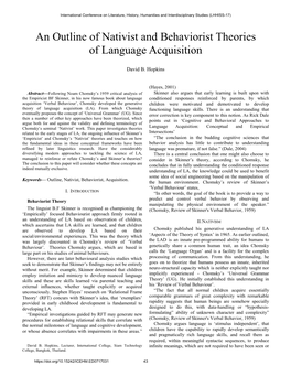 An Outline of Nativist and Behaviorist Theories of Language Acquisition