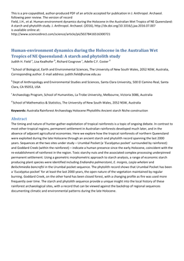 Human-Environment Dynamics During the Holocene in the Australian Wet Tropics of NE Queensland: a Starch and Phytolith Study