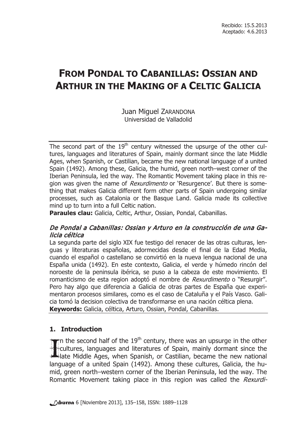 Ossian and Arthur in the Making of a Celtic Galicia