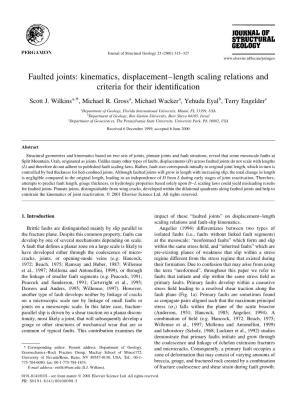 Faulted Joints: Kinematics, Displacement±Length Scaling Relations and Criteria for Their Identi®Cation