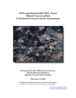 (Black Canyon Gilia): a Technical Conservation Assessment