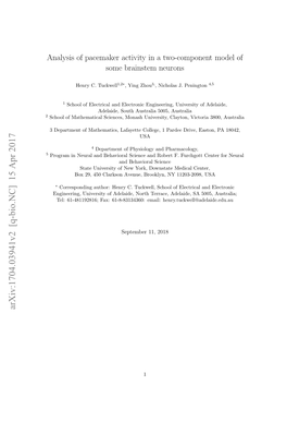 Analysis of Pacemaker Activity in a Two-Component Model of Some