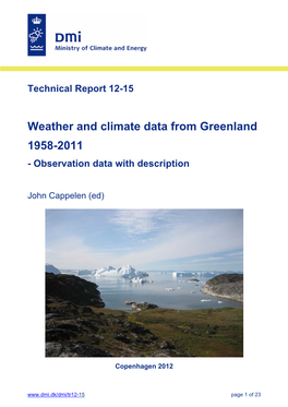 Weather and Climate Data from Greenland 1958-2011 - Observation Data with Description