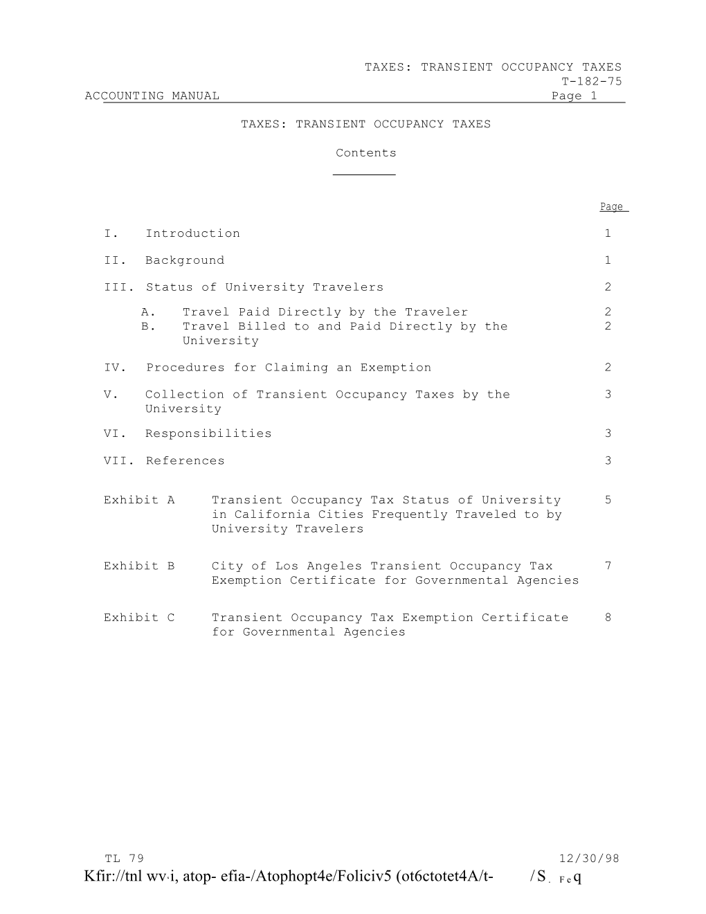 Taxes: Transient Occupancy Taxes