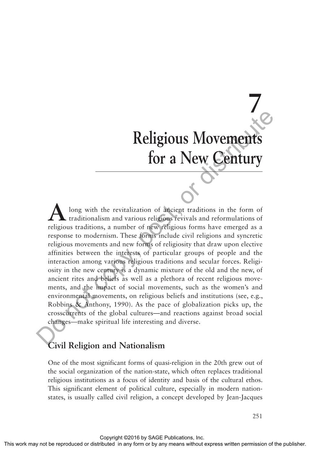 Religious Movements for a New Century Distribute