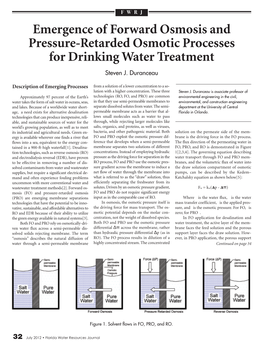 Emergence of Forward Osmosis and Pressure-Retarded Osmotic Processes for Drinking Water Treatment