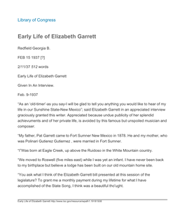 Early Life of Elizabeth Garrett
