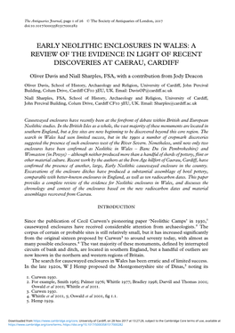 Early Neolithic Enclosures in Wales: a Review of the Evidence in Light of Recent Discoveries at Caerau, Cardiff