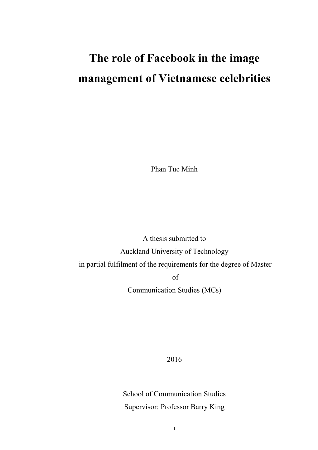 The Role of Facebook in the Image Management of Vietnamese Celebrities