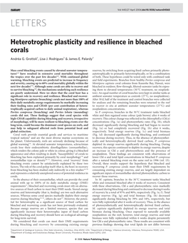 Heterotrophic Plasticity and Resilience And