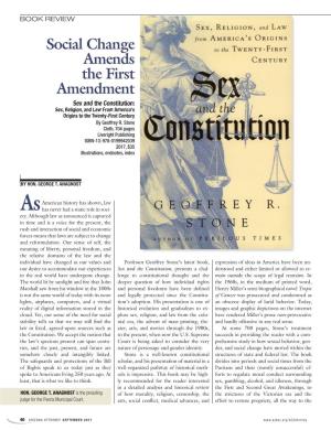 Social Change Amends the First Amendment Sex and the Constitution: Sex, Religion, and Law from America’S Origins to the Twenty-First Century by Geoffrey R