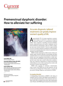 Premenstrual Dysphoric Disorder: How to Alleviate Her Suffering