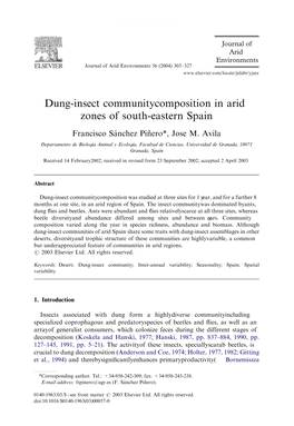 Dung-Insect Community Composition in Arid Zones of South-Eastern Spain