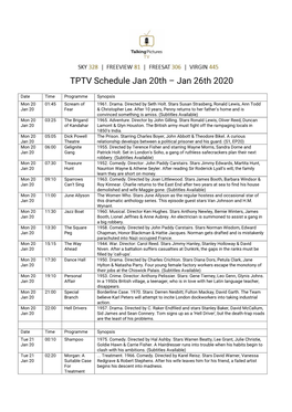 TPTV Schedule Jan 20Th – Jan 26Th 2020