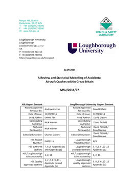 A Review and Statistical Modelling of Accidental Aircraft Crashes Within Great Britain MSU/2014/07