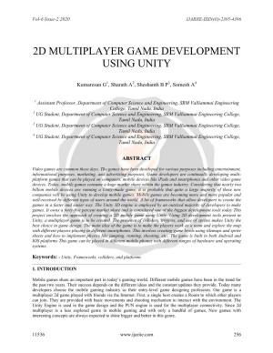 2D Multiplayer Game Development Using Unity