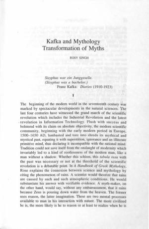 Kafka and Mythology Transformation of Myths