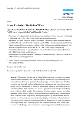 Urban Evolution: the Role of Water