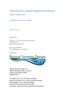 Flood Erosion Hazard Mitigation Evaluation Upper Sandy River
