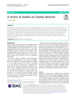 A Review of Studies on Oryzias Dancena In-Seok Park