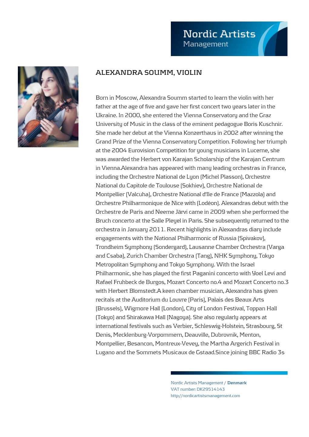 Alexandra Soumm, Violin