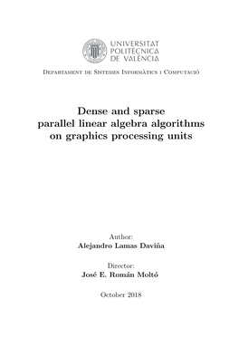 Dense and Sparse Parallel Linear Algebra Algorithms on Graphics Processing Units