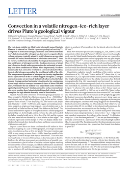 Convection in a Volatile Nitrogen-Ice-Rich Layer Drives Pluto's Geological Vigour