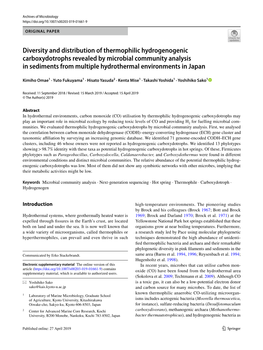 Diversity and Distribution of Thermophilic Hydrogenogenic