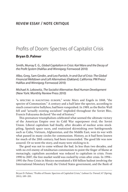 Spectres of Capitalist Crisis Bryan D
