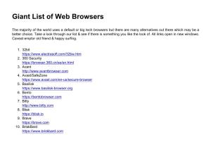 Giant List of Web Browsers