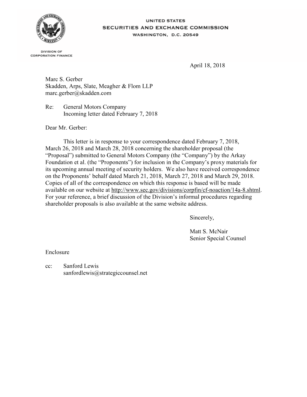 General Motors Company; Rule 14A-8 No-Action Letter