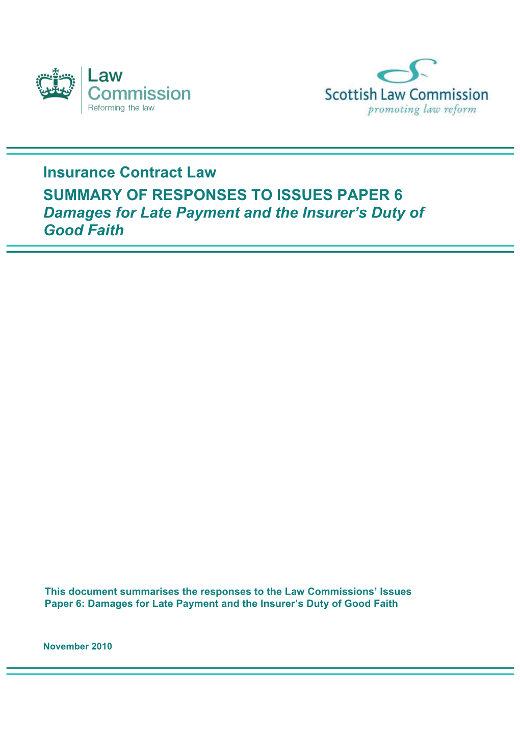 Issues Paper 6: Damages for Late Payment Responses