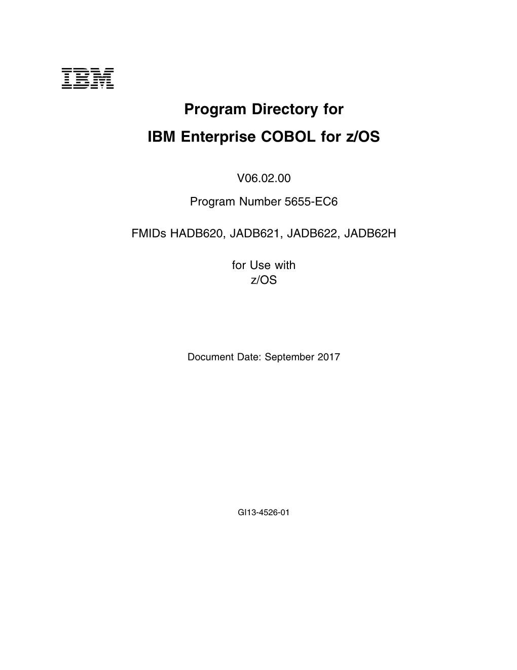 Program Directory for IBM Enterprise COBOL for Z/OS