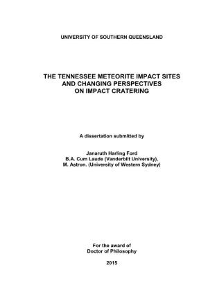 The Tennessee Meteorite Impact Sites and Changing Perspectives on Impact Cratering