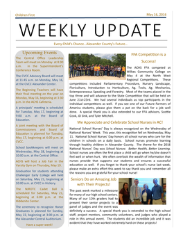WEEKLY UPDATE Every Child’S Chance…Alexander County’S Future…