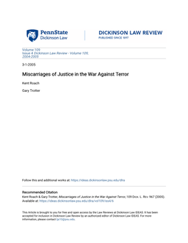 Miscarriages of Justice in the War Against Terror