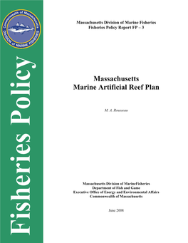 Massachusetts Marine Artificial Reef Plan