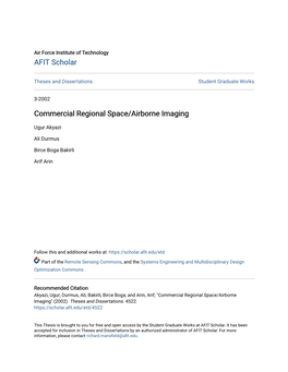 Commercial Regional Space/Airborne Imaging