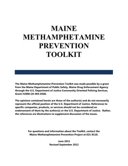 Maine Methamphetamine Prevention Toolkit