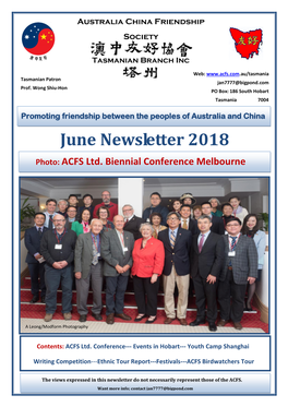 ACFS Tasmania June Newsletter 2018
